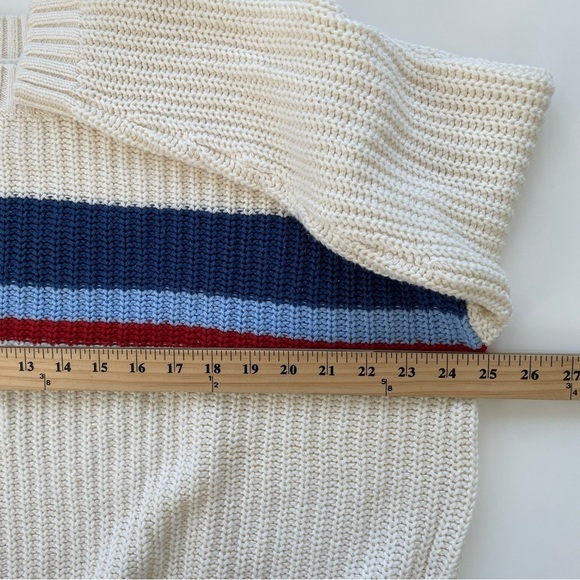 American Eagle Women's Cream Blue Striped Oversized Wide Knitted Sweater SMALL - Picture 6 of 7